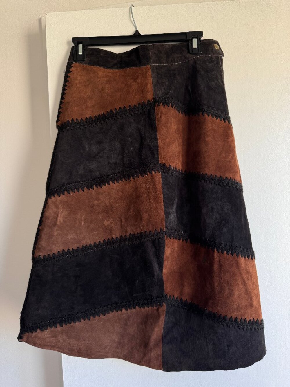 VINTAGE Genuine Suede Patchwork Skirt